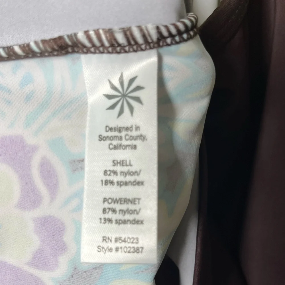 Athleta NEW Women's Brown Floral Athletic Beach Tankini Top Size 34B/ 32C
